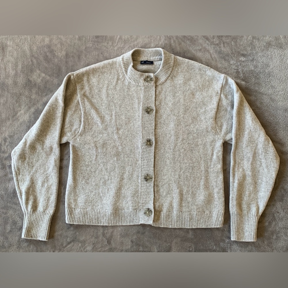 GAP Light grey Button-Front Ribbed Cardigan
